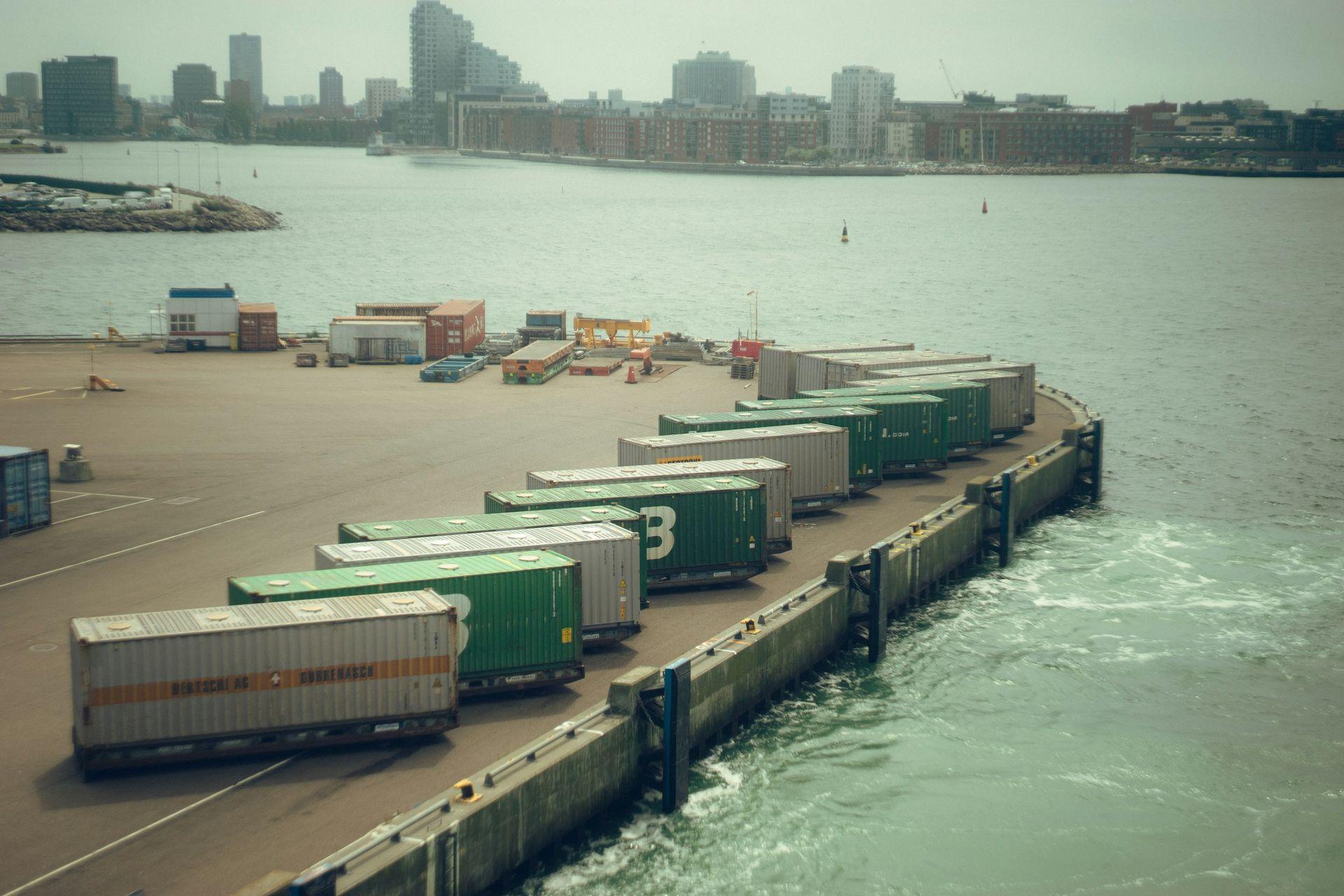Shipping containers at an export terminal